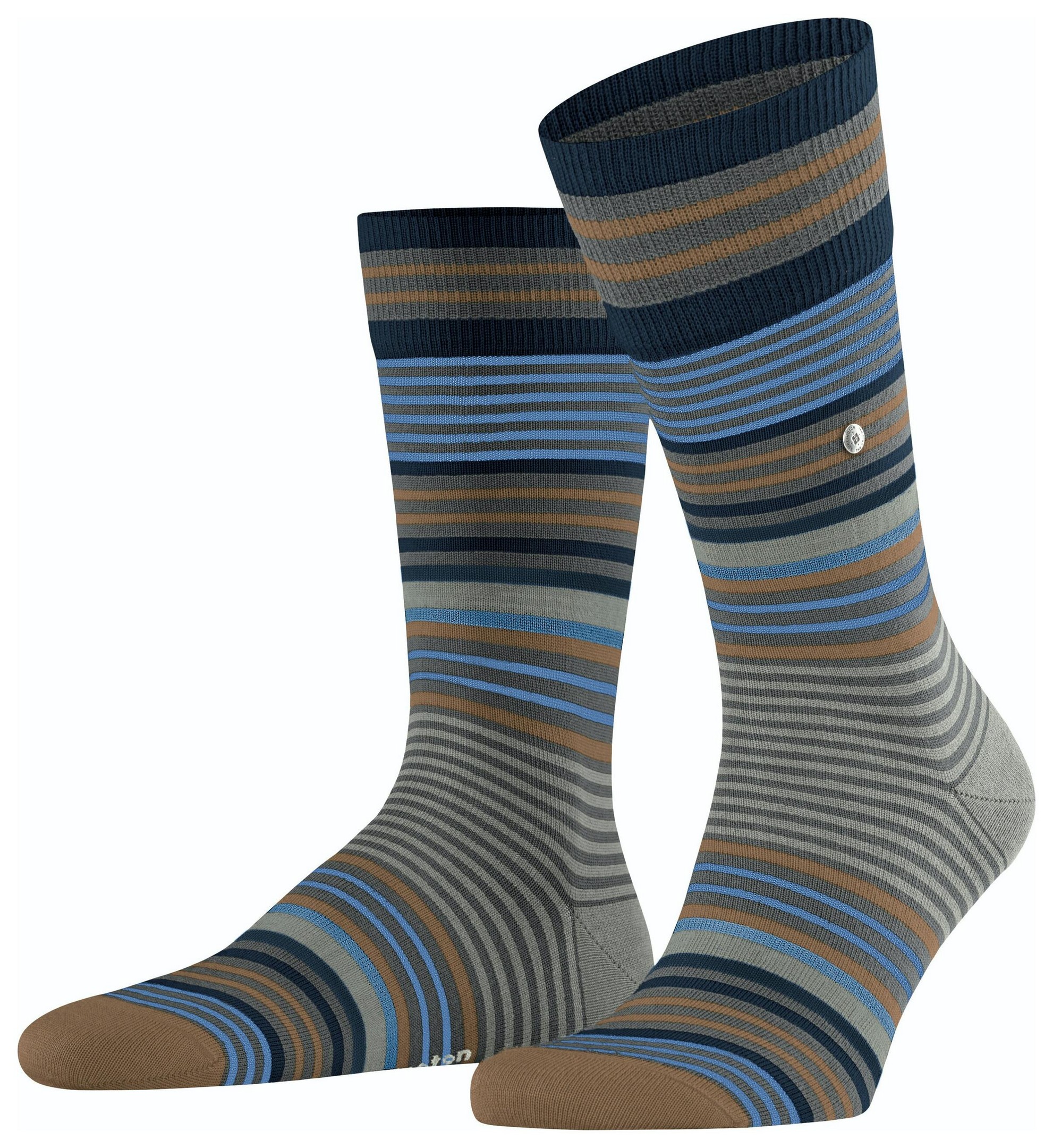 Burlington Sokken Striped Socks Donker Grijs Melange / male