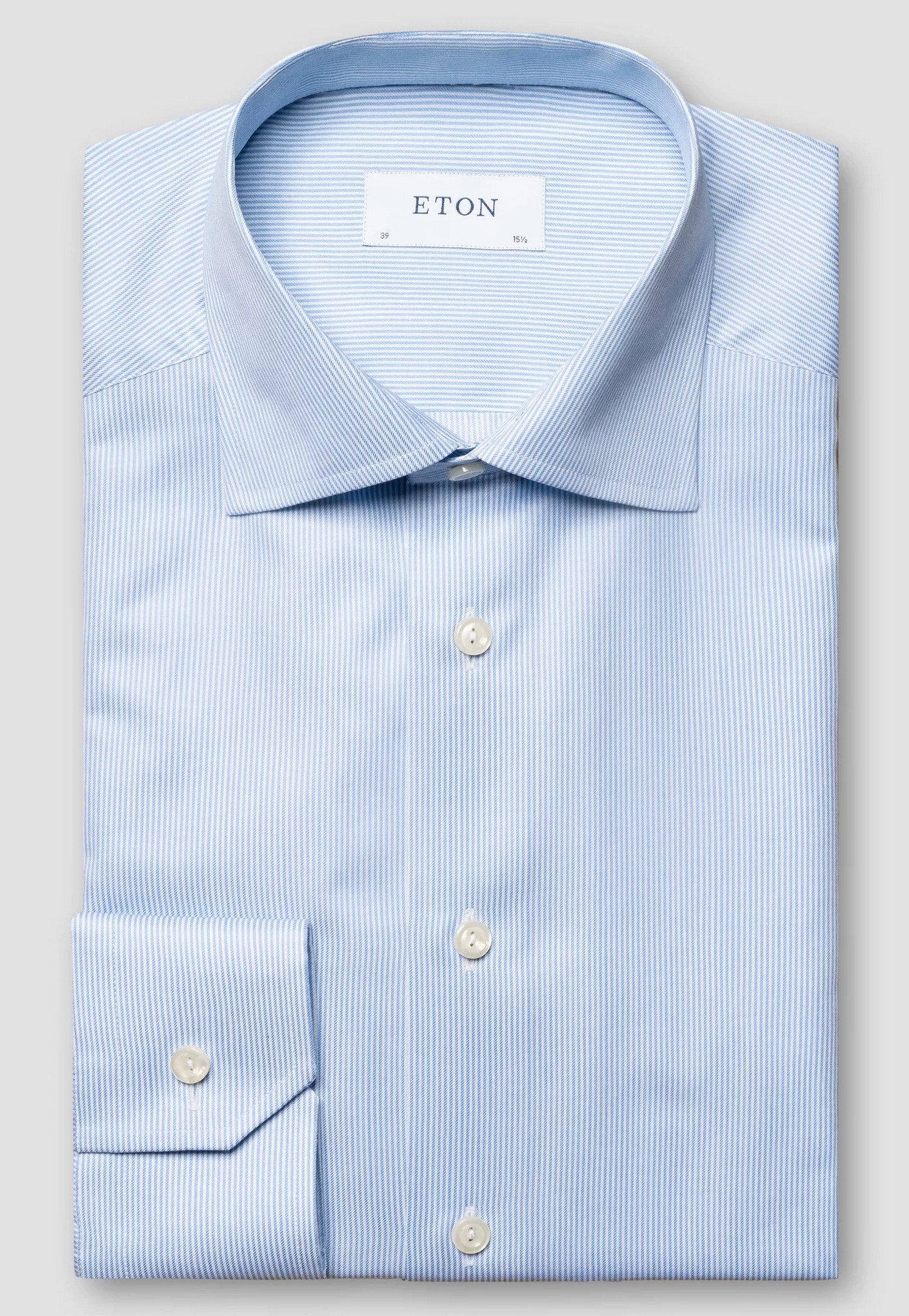 Eton Overhemd Fine Striped Signature Twill Licht Blauw / male