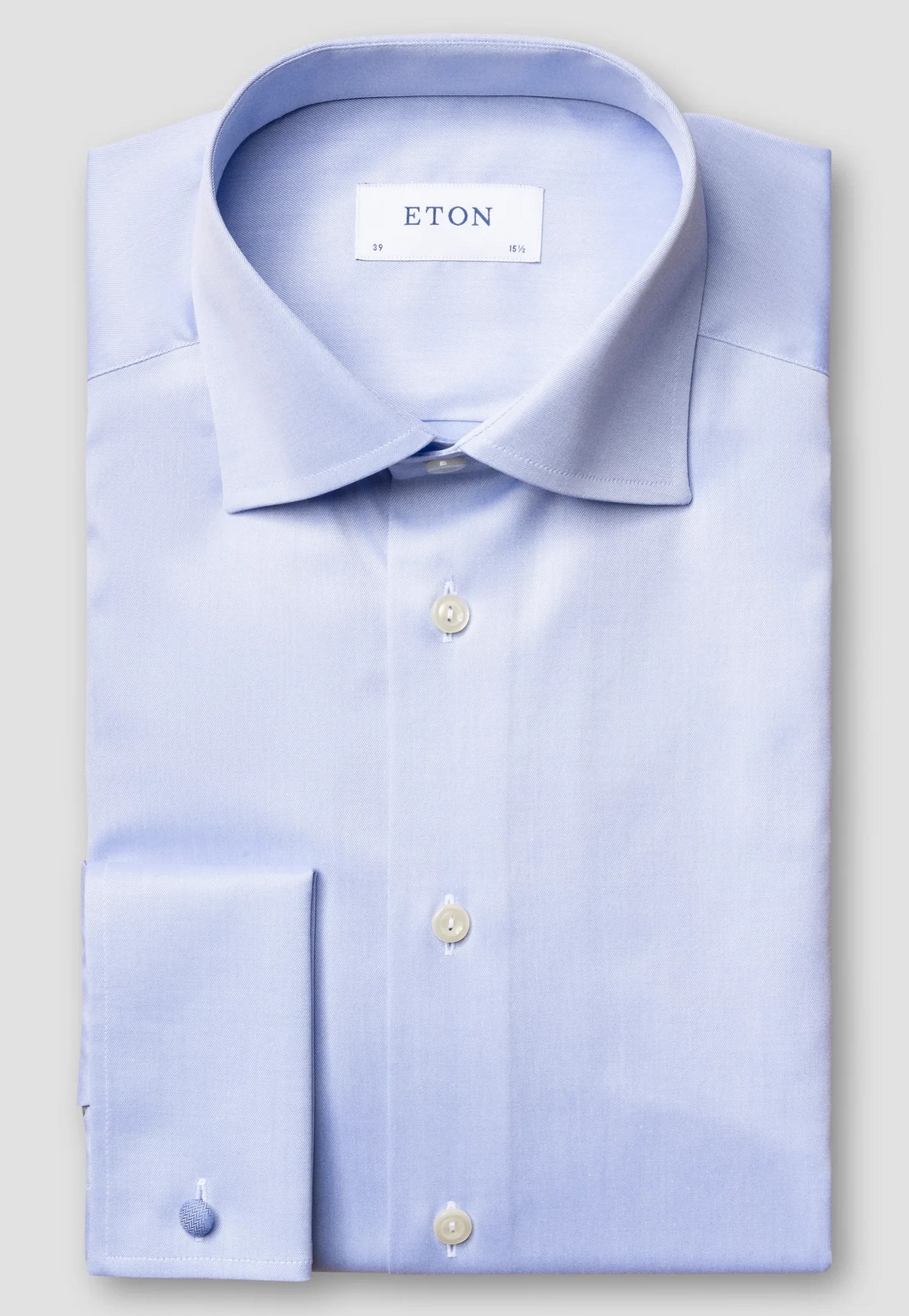 Eton Overhemd Rich Cotton Uni Signature Twill French Cuffs Licht Blauw / male