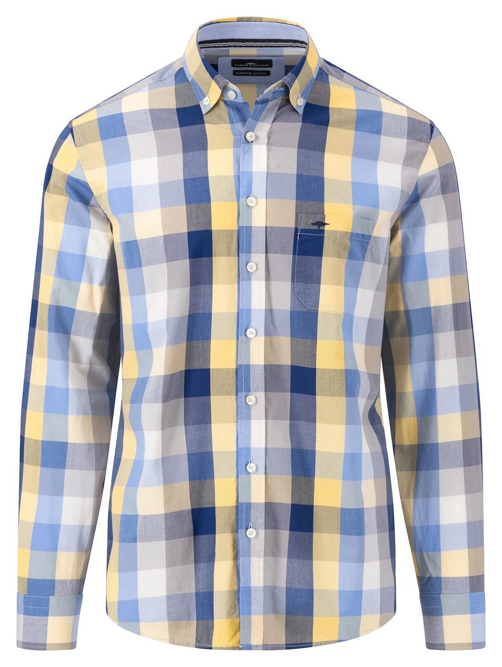 Fynch-Hatton Overhemd Colorful Check Button Down Pineapple / male