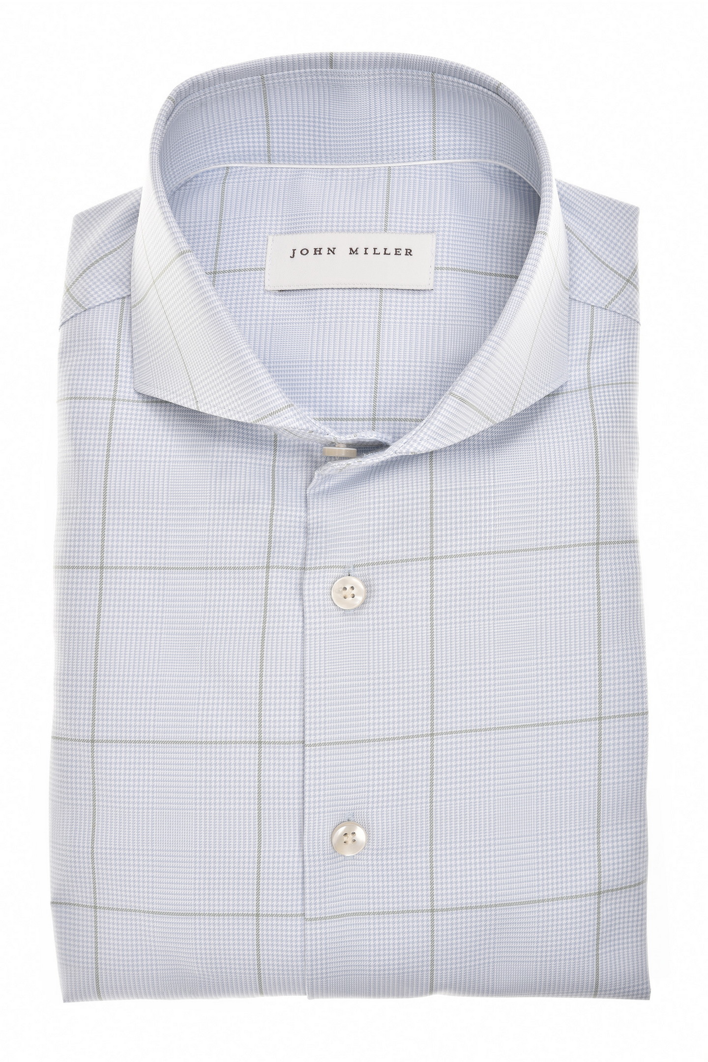 John Miller Overhemd Check Pattern Cotton Non-Iron Licht Blauw / male