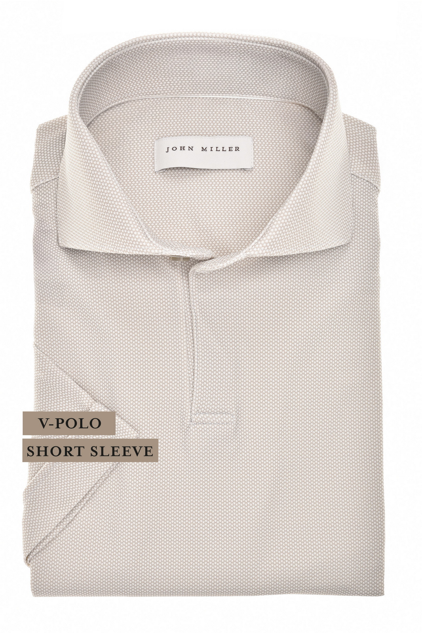 John Miller Polo Fine Pattern V-Neck Short Sleeve Hyperstretch Licht Grijs / male
