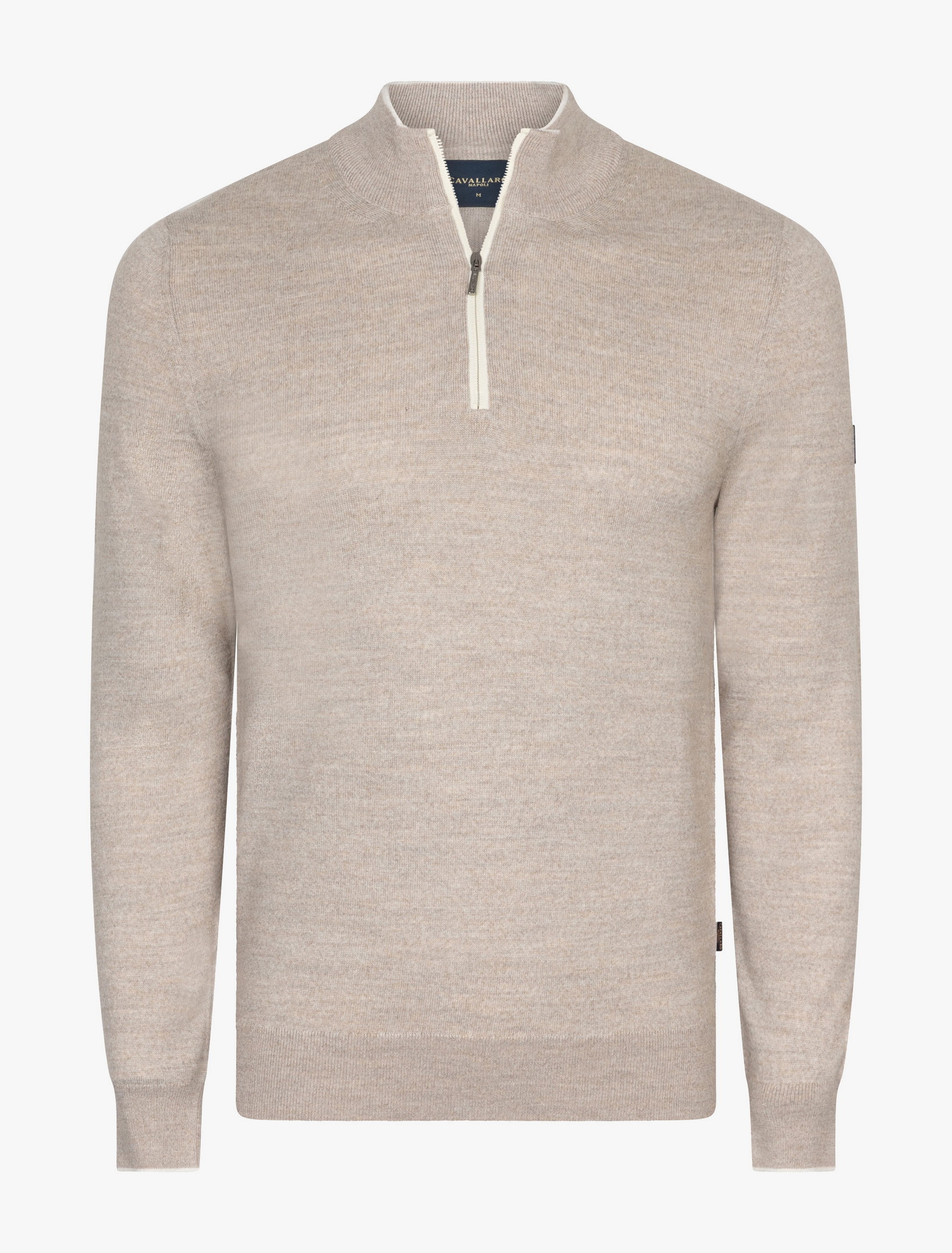 Cavallaro Napoli Trui Fontanio Half Zip Mélange Wool Blend Light Taupe Melange / male