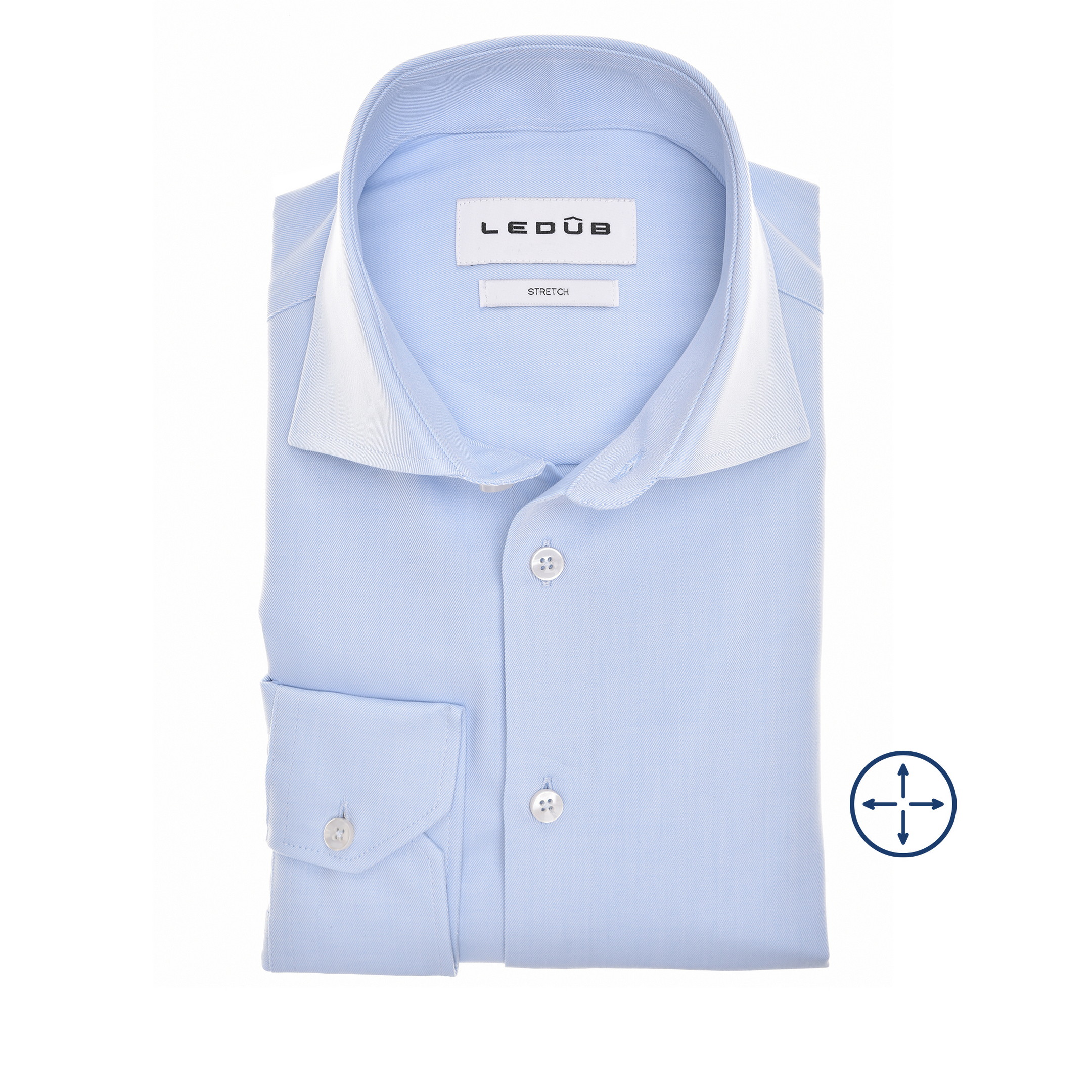 Ledûb Overhemd Slim Uni Color Four-Way Stretch Licht Blauw / male