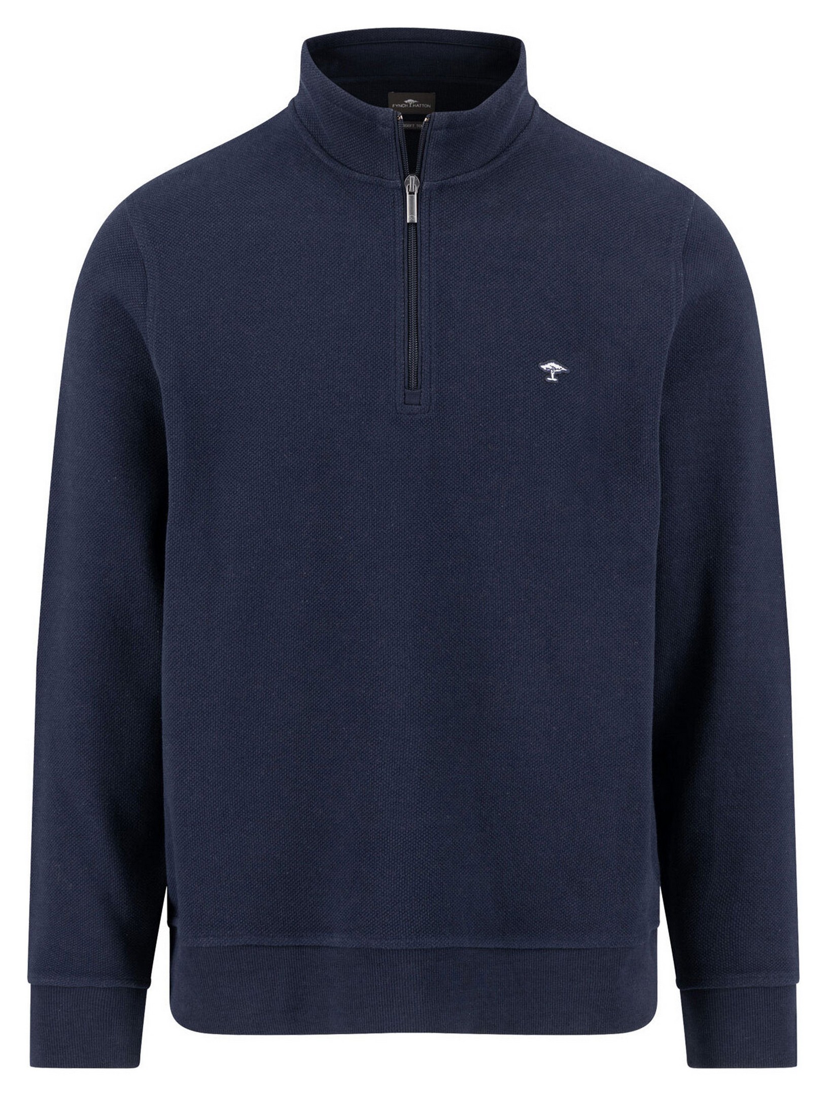 Fynch-Hatton Trui Troyer Zip Fine Structure Interlock Navy / male
