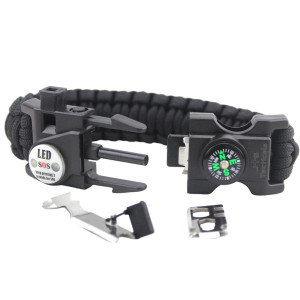 JB Tacticals bransoletka survivalowa paracord SOS JB-28 czarna