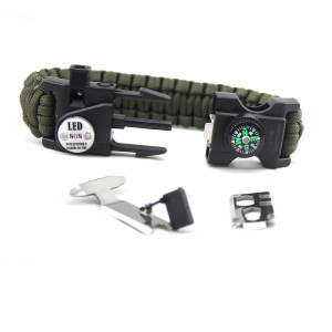 JB Tacticals bransoletka survivalowa paracord SOS JB-28 zielona