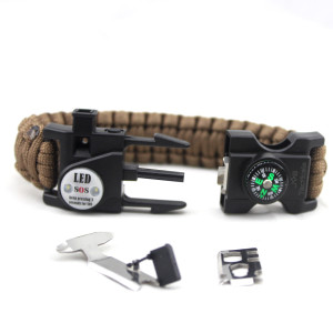JB Tacticals bransoletka survivalowa paracord SOS JB-28 brązowa