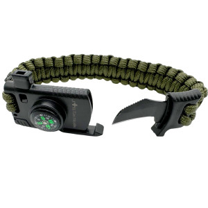 JB Tacticals bransoletka survivalowa paracord JB-32 zielona