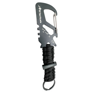 JB Tacticals karabińczyk paracord 8w1 z krzesiwem JB-33 czarny