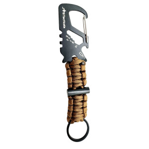JB Tacticals karabińczyk paracord 8w1 z krzesiwem JB-33 brązowy