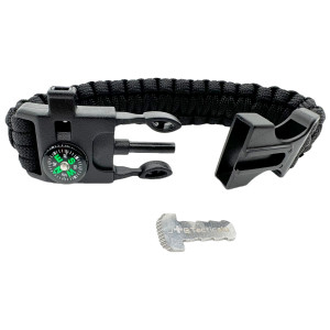 JB Tacticals bransoletka survivalowa paracord JB-37 czarna