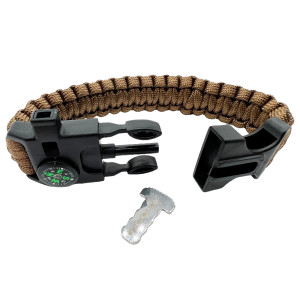 JB Tacticals bransoletka survivalowa paracord JB-37 brązowa