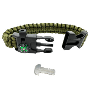 JB Tacticals bransoletka survivalowa paracord JB-37 zielona