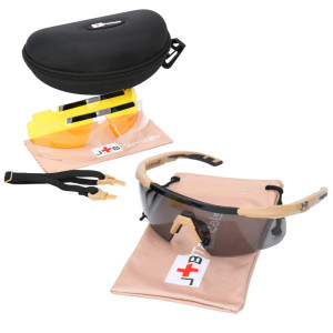 JB Tacticals ochronne strzeleckie okulary taktyczne JB-03 brązowe