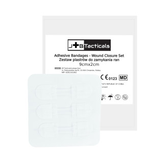 Zestaw plastrów do zamykania ran JB Tacticals 9×2 cm – 3 sztuki, sterylne