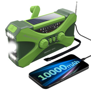 Przenośne radio awaryjne solarne JB-03 z latarką, lampką LED, SOS i powerbankiem - zielone