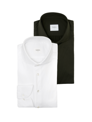 Fakts Shirt Slim Fit Leisure 2-Pack – M, Herren Hemd