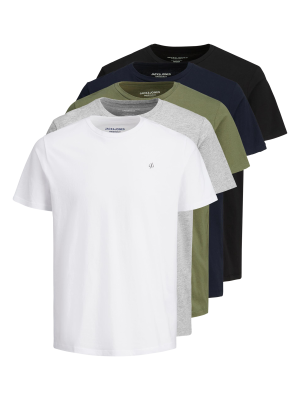 Jack & Jones Tee SS Crew Neck 5-Pack – L, T-Shirt Homme