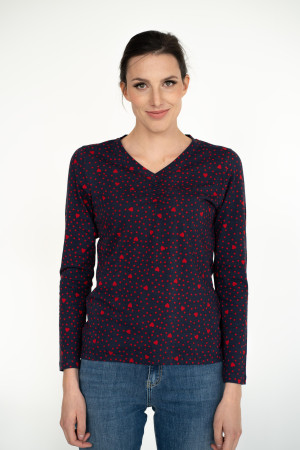 einfach Schön Damen Langarmshirt gerade Cordula Dunkelblau 38