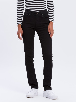 Cross Damen Jeans gerade Schwarz W32-L30