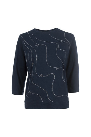 Soquesto Damen 3/4 Arm Shirt tailliert PhoebeSOQ Dunkelblau XL/42