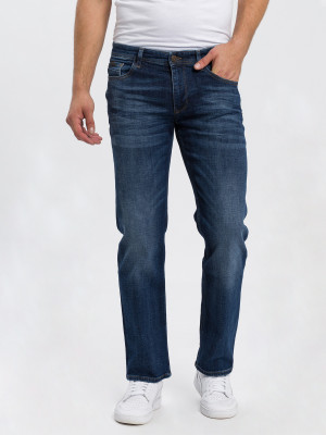 Cross Herren Jeans gerade Antonio mid-blue W34-L30 extra lang