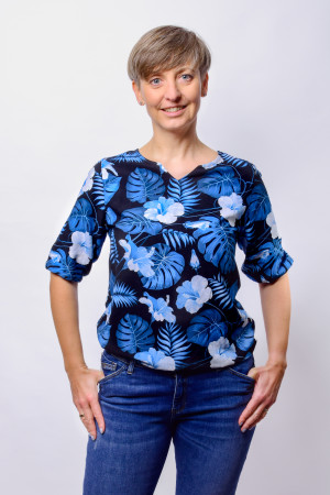 einfach Schön Damen Bluse gerade Angela Blau 44