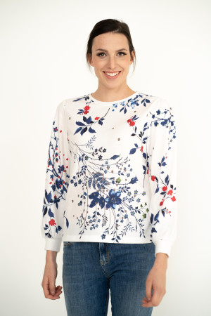 einfach Schön Damen Pullover gerade Malea Weiß 46