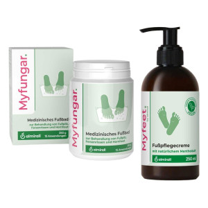 Myfungar Medizinisches Fußbad Granulat + Myfeet Fußpflegecreme