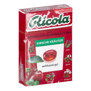 Ricola Kirsche Kräuter Bonbons ohne Zucker Box