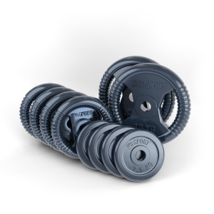 Zestaw obciążeń żeliwnych 50kg: 2 x 10 kg, 4 x 5 kg, 4 x 2.5 kg OZ50 K-SPORT
