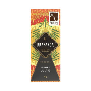 Kaffebox Krakakoa Dark Milk Chocolate & Ginger 52% Craft Chocolate Bar