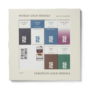 Kaffebox Friis-Holm Chokolade Selection World Gold Winners, 6 x 25 g.