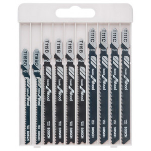 Bosch Lames de scie sauteuse Basic for Wood, set de 10 pieces 2607010629