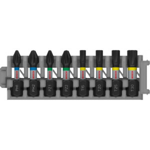 Bosch Coffret d&amp;#039;embouts de vissage PRO Impact, PH1/PH2/PZ1/PZ2/T15/T20/T25/T30