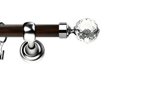 Karnisz Metalowy Prestige pojedynczy 25mm Beluna Crystal INOX - wenge