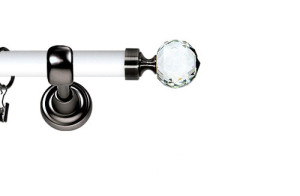 Karnisz Metalowy Prestige pojedynczy 25mm Beluna Crystal Antracyt - biały