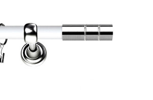 Karnisz Metalowy Prestige pojedynczy 25mm Cylinder INOX - biały