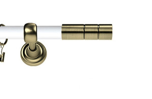 Karnisz Metalowy Prestige pojedynczy 25mm Cylinder Antyk mosiądz - biały