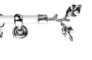 Karnisz Metalowy Prestige pojedynczy 25mm Gałązka INOX - biały