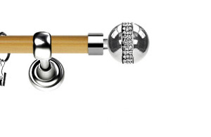 Karnisz Metalowy Prestige pojedynczy 25mm Globi Crystal INOX - pinia