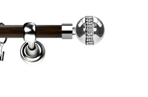 Karnisz Metalowy Prestige pojedynczy 25mm Globi Crystal INOX - wenge