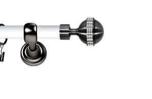 Karnisz Metalowy Prestige pojedynczy 25mm Globi Crystal Antracyt - biały