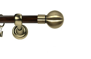 Karnisz Metalowy Prestige pojedynczy 25mm Kula Antyk mosiądz - wenge