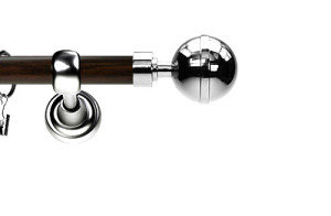 Karnisz Metalowy Prestige pojedynczy 25mm Kula Elegant INOX - wenge