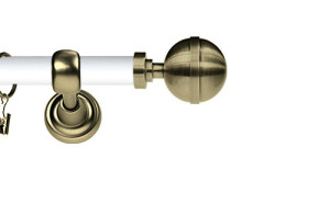 Karnisz Metalowy Prestige pojedynczy 25mm Kula Elegant Antyk mosiądz - biały