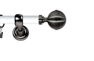 Karnisz Metalowy Prestige pojedynczy 25mm Kula Elegant Antracyt - biały