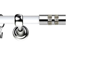 Karnisz Metalowy Prestige pojedynczy 25mm Lanso Crystal INOX - biały