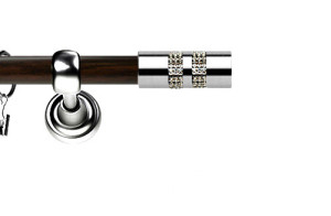 Karnisz Metalowy Prestige pojedynczy 25mm Lanso Crystal INOX - wenge